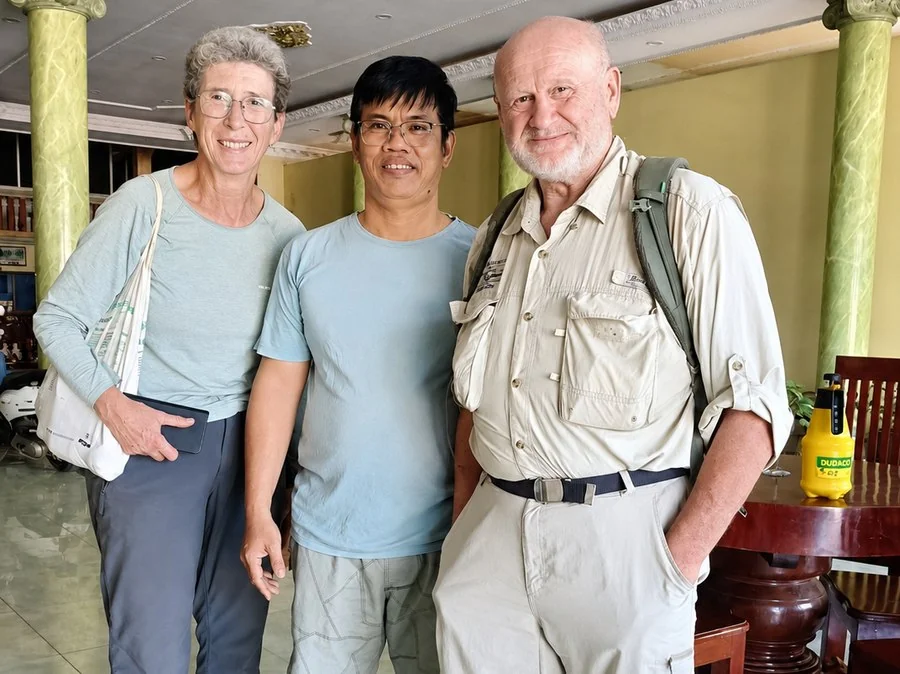 Guests relaxing at Sampheap Guesthouse café